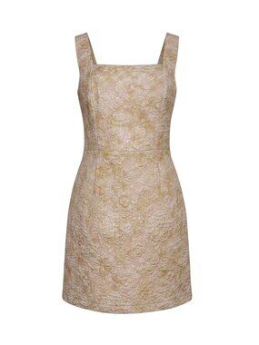 Arose Studio Gold Pink Brocade Sequin Mini Dress Tie Back Small Sample